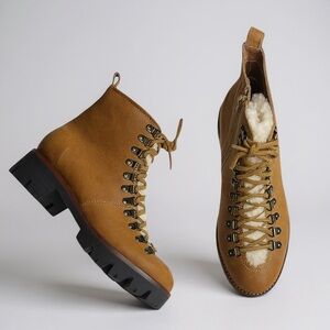 NEW JEFFREY CAMPBELL Stanley Faux Fur Lined Boots, Brown, 8.5 (US)